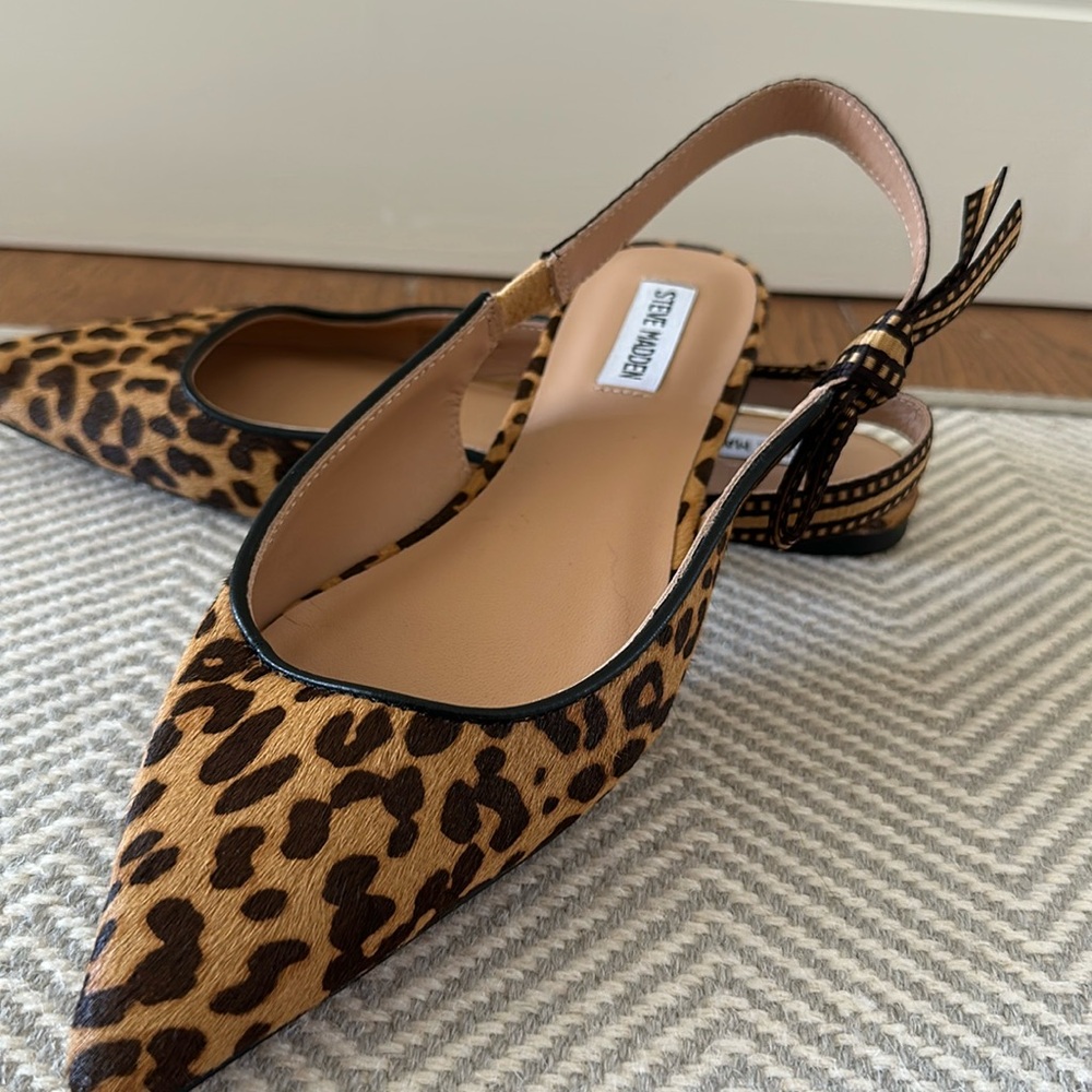 Steve Madden Olsen-A leopard calf hair sling back flat